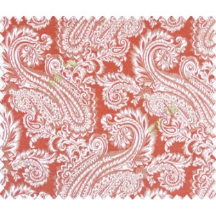 Traditional ivory large paisley floral self design maroon beige copper main curtain